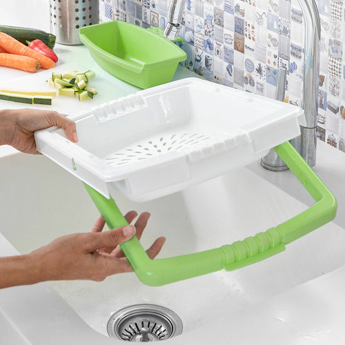 Extendable 3-in-1 Cutting Board with Tray, Container and Drainer